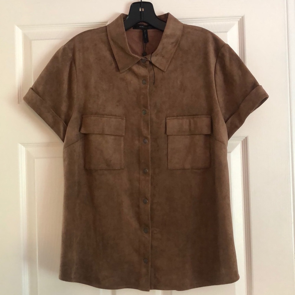 BCBG Maxazria Faux Suede Shirt